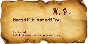 Maczák Varsány névjegykártya